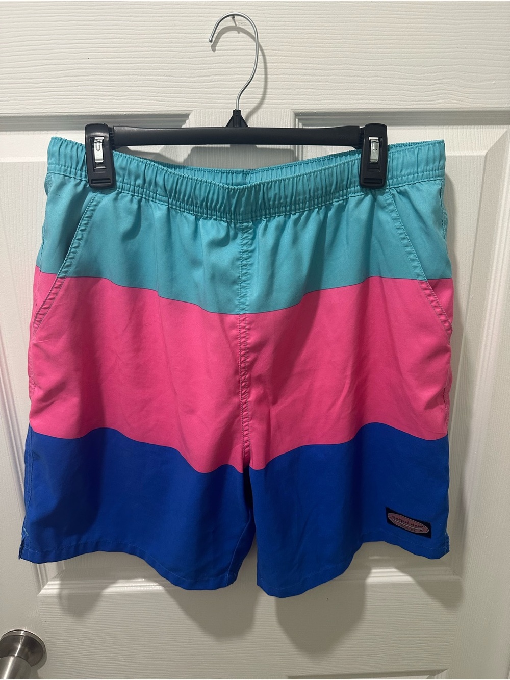 Vineyard Vines Men's Colorblock Swim Board Shorts - Teal, Pink, Royal Blue